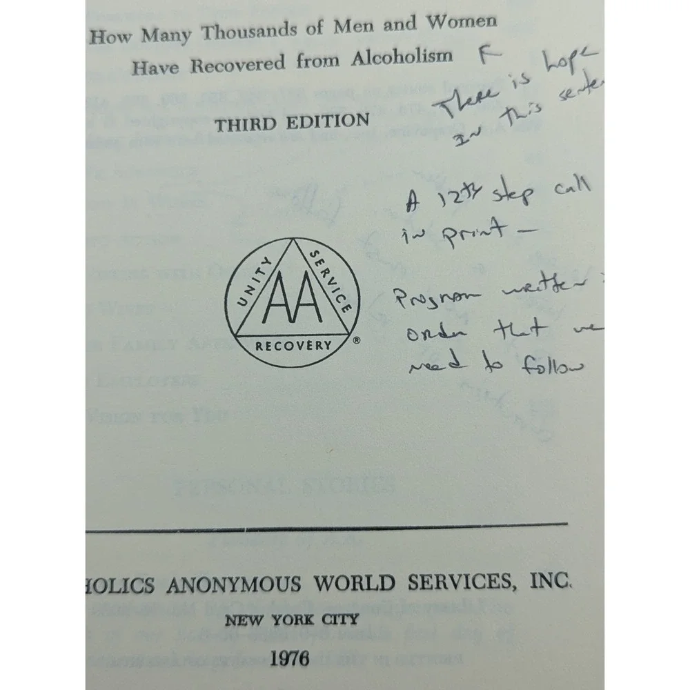 Alcoholics Anonymous 1985 Third Edition Revised 21st Printing No DJ Lots of note